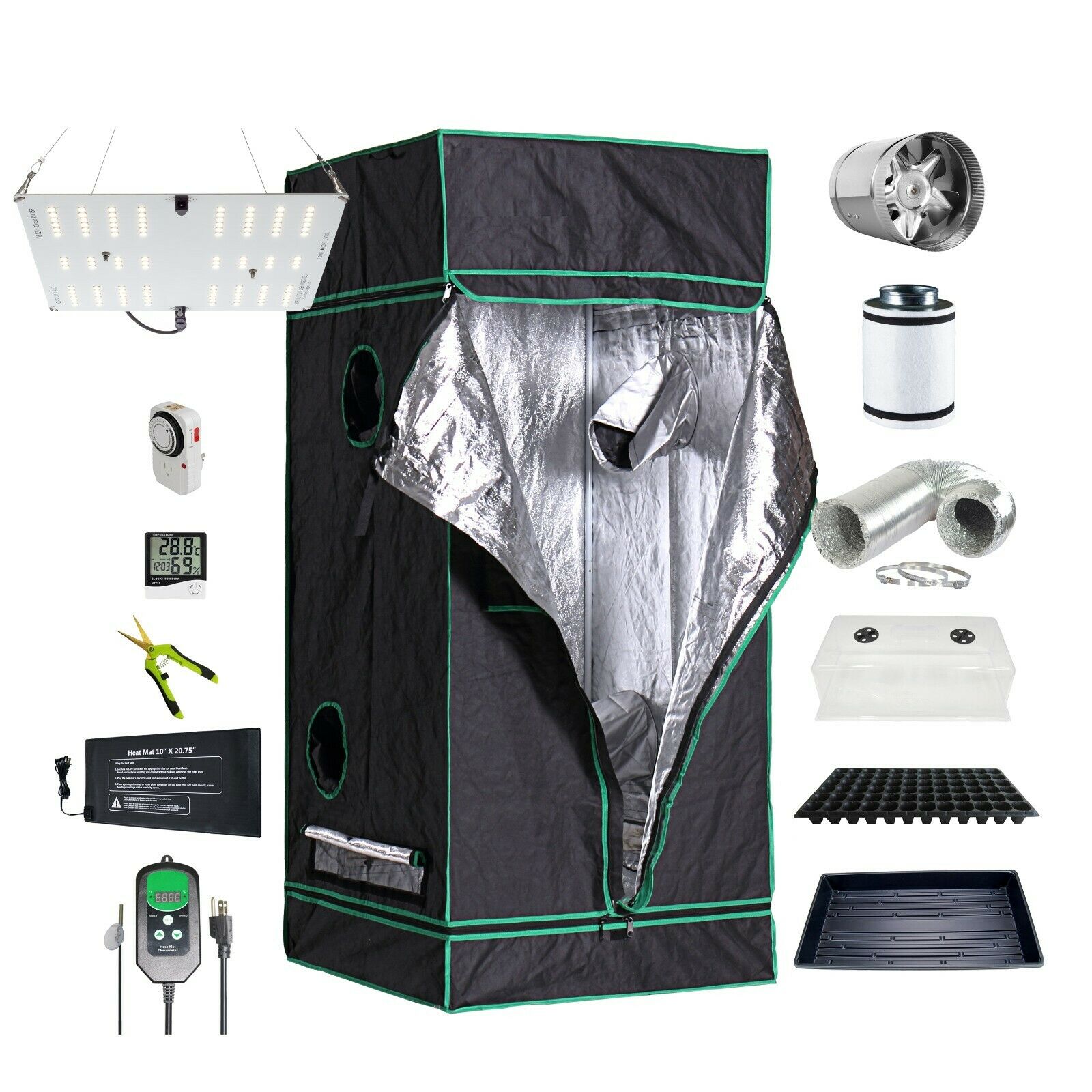 Digital Grow Indoor Grow Tent Propagation Kit Fan Carbon Filter Hlg 65 V2 4000k